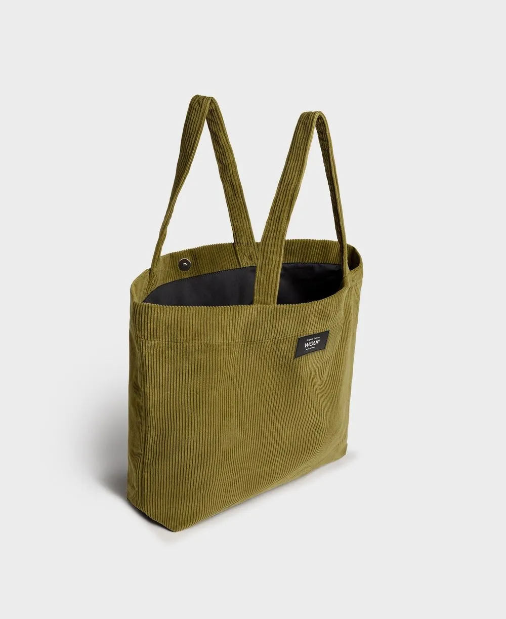 Sac cabas olive en velours de coton bio | "olive tote bag" femme - Wouf