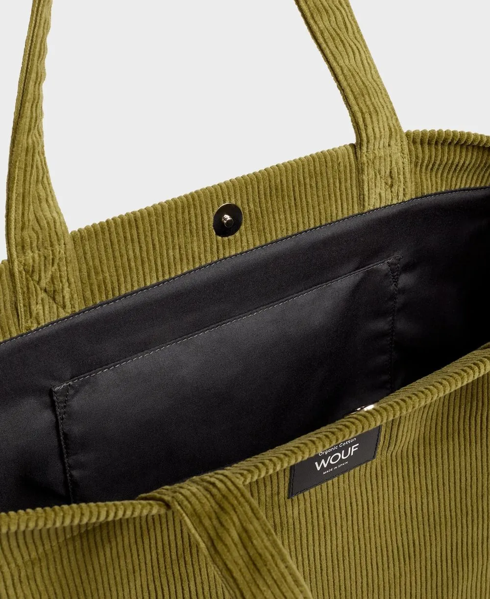 Sac cabas olive en velours de coton bio | "olive tote bag" femme - Wouf