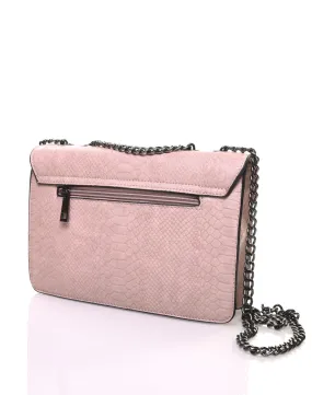 Sac en bandoulière effet python rose