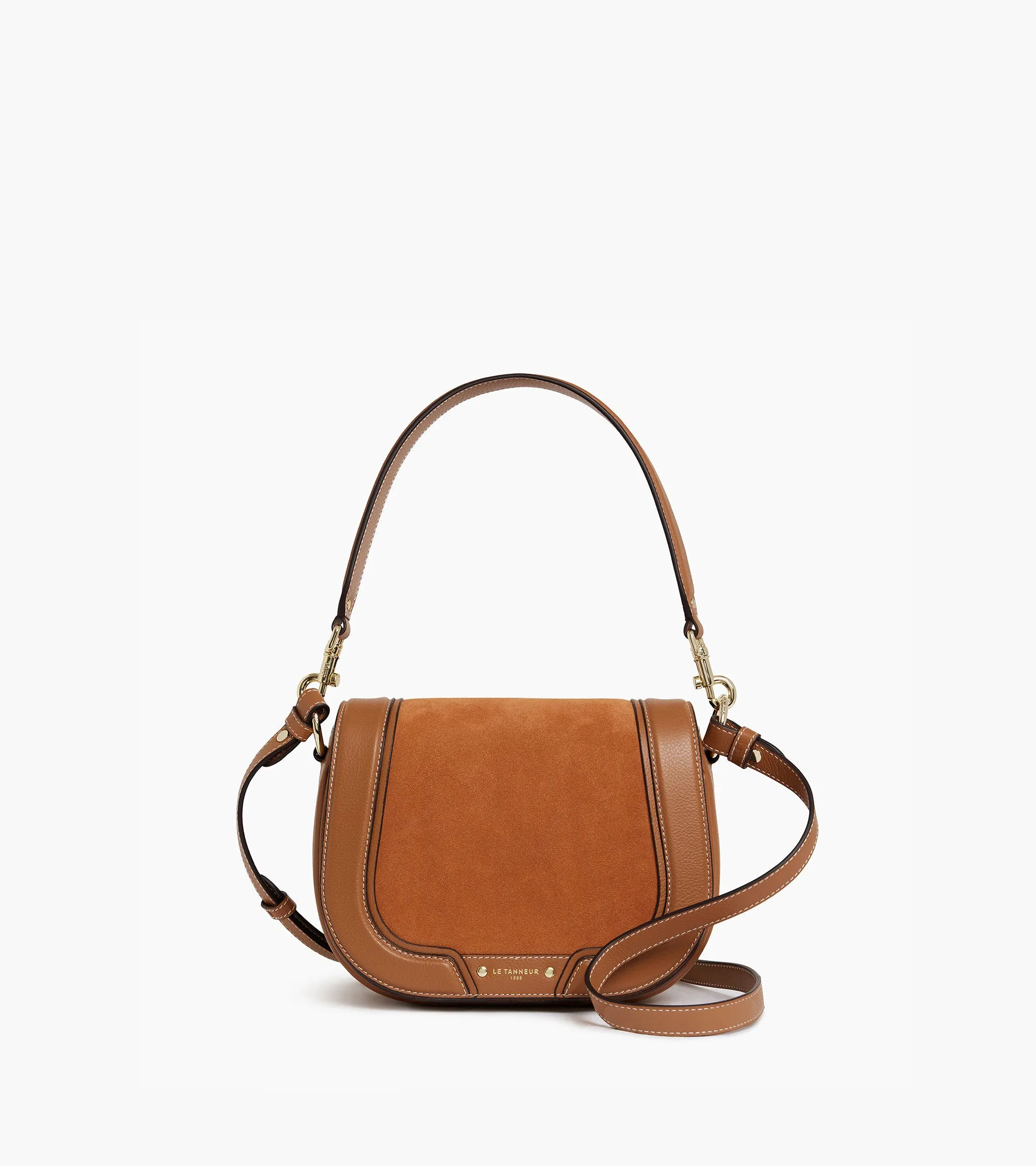 Sac à bandoulière moyen modèle Ella en cuir grainé et nubuck