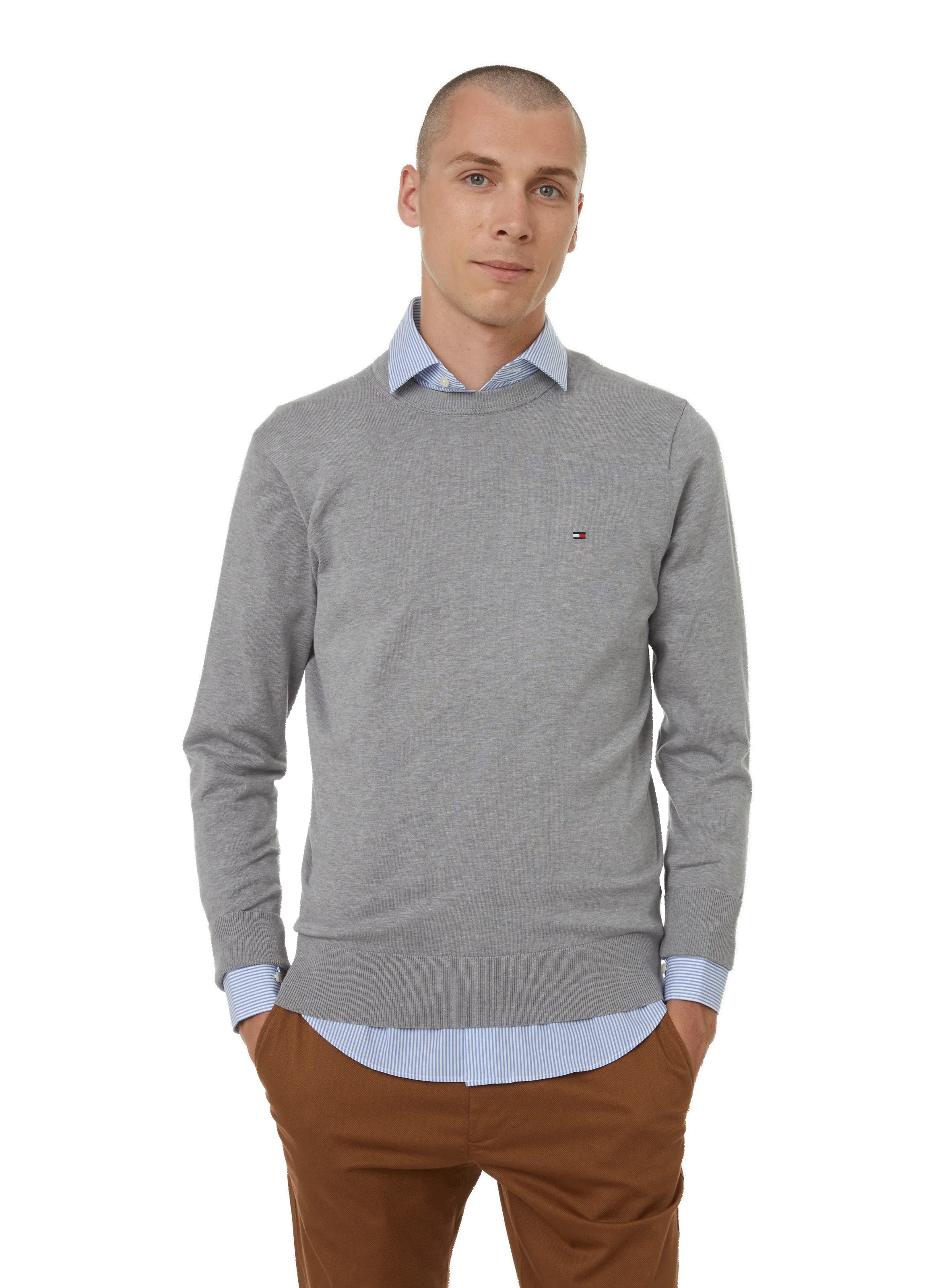 TOMMY HILFIGER  Pull en coton - Gris