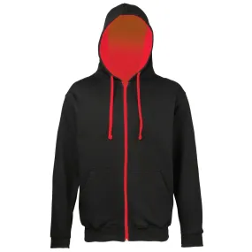 Veste zippée à capuche unisexe - JH053 - noir et rouge 