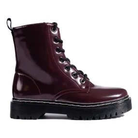 Vinceza Bottes à lacets pour femmes sur la plate-forme marron Shelovet rouge